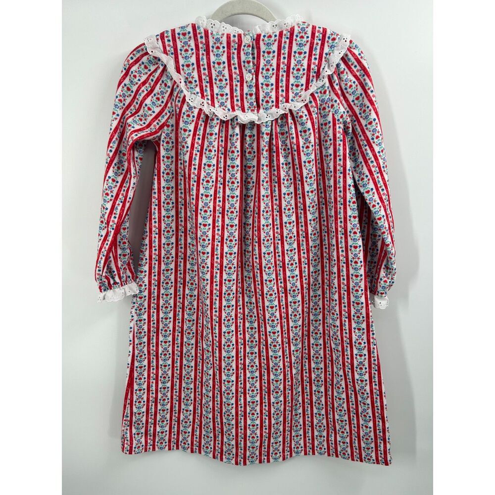 Lanz Of Salzburg Girls Nightgown Size M 7/8 Classic Red Heart Tyrolean Fleece - Picture 4 of 5